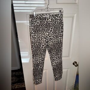 Good American Black and White Leopard Print Cropped Jeans
